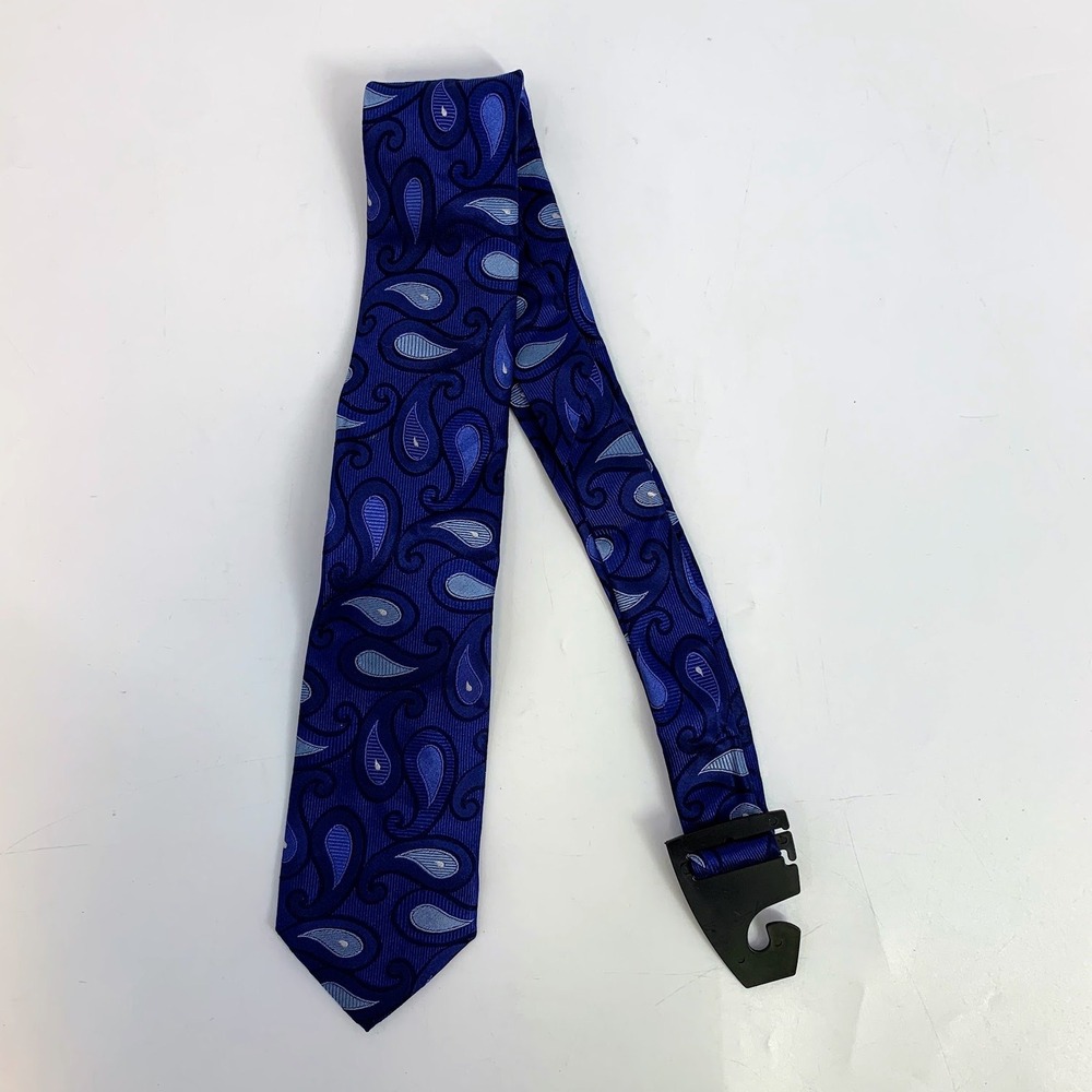 David Donahue‎ Silk Tie Mens Blue Paisley Pattern Classic Necktie